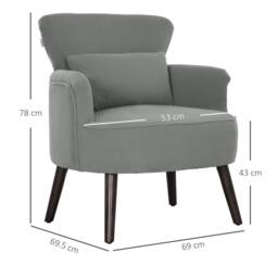 STILVORA Armchair with Polyester Upholstery in Grey - thumbnail 2