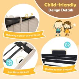 Rolipo Beige Velvet Upholstered Daybed with Hydraulic Storage 3FT Single - thumbnail 3