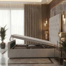 "Somnior Ziggy Storage Ottoman Divan Base 54"" Headboard & 22"" Footboard Linen in Light Grey - Size: Small Single" - thumbnail 3