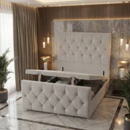 "Somnior Ziggy Storage Ottoman Divan Base 54"" Headboard & 22"" Footboard Linen in Light Grey - Size: Small Single" - thumbnail 1