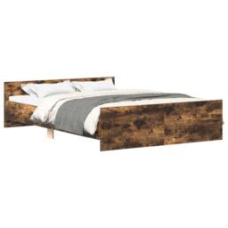 Berkfield Home Durable Bed Frame with Headboard & Footboard Smoked Oak 140x190 cm in Brown - thumbnail 3