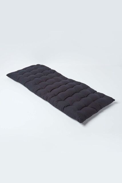 Homescapes Garden Bench Cushion Luxury 2 Seater Cotton Indoor Outdoor Pad, 108 x 42cm in Black - Size: 108 x 42 cm - image 1