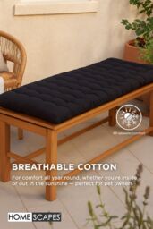 Homescapes Garden Bench Cushion Luxury 2 Seater Cotton Indoor Outdoor Pad, 108 x 42cm in Black - Size: 108 x 42 cm - thumbnail 5