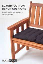 Homescapes Garden Bench Cushion Luxury 2 Seater Cotton Indoor Outdoor Pad, 108 x 42cm in Black - Size: 108 x 42 cm - thumbnail 2