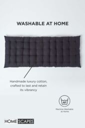 Homescapes Garden Bench Cushion Luxury 2 Seater Cotton Indoor Outdoor Pad, 108 x 42cm in Black - Size: 108 x 42 cm - thumbnail 6