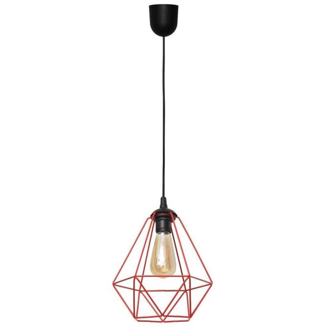 Netlighting Karo Wire Frame Pendant Ceiling Light Black Red 24cm