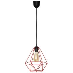 Netlighting Karo Wire Frame Pendant Ceiling Light Black Red 24cm