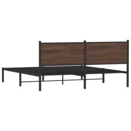 Berkfield Home Metal Bed Frame without Mattress Brown Oak 180x200 cm Super King - thumbnail 7