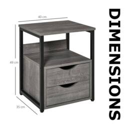 Pirlo Plush Industrial Bedside Table Nightstand With 2 Drawers & Shelf Greige in Grey - thumbnail 8
