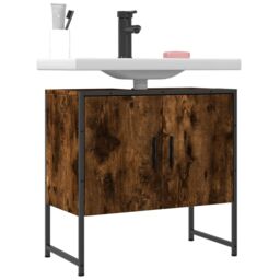 Berkfield Home Bathroom Sink Cabinet Smoked Oak 60x33x60 cm Engineered Wood in Brown - Size: 60 x 33 x 60 cm - thumbnail 1