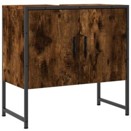 Berkfield Home Bathroom Sink Cabinet Smoked Oak 60x33x60 cm Engineered Wood in Brown - Size: 60 x 33 x 60 cm - thumbnail 2