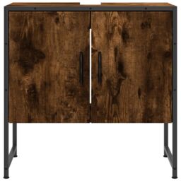 Berkfield Home Bathroom Sink Cabinet Smoked Oak 60x33x60 cm Engineered Wood in Brown - Size: 60 x 33 x 60 cm - thumbnail 5