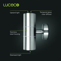 Luceco Outdoor Decorative Up/Down External Wall Light Stainless Steel in Grey - thumbnail 5