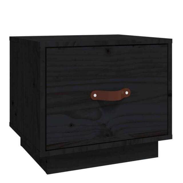 Berkfield Home Bedside Cabinet Black 40x34x35 cm Solid Wood Pine - Size: 40 x 34 x 35 cm - image 1