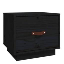 Berkfield Home Bedside Cabinet Black 40x34x35 cm Solid Wood Pine - Size: 40 x 34 x 35 cm - thumbnail 1