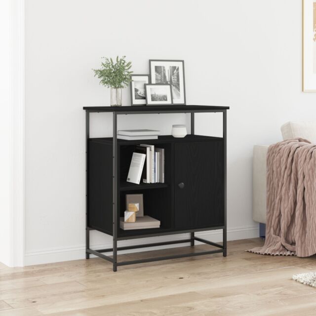 Berkfield Home Sideboard Black Oak 69x35x80 cm Engineered Wood & Steel - Size: 69 x 35 x 80 cm - image 1