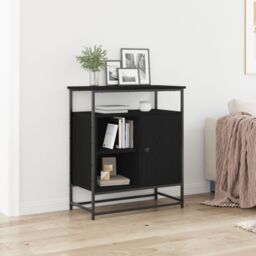 Berkfield Home Sideboard Black Oak 69x35x80 cm Engineered Wood & Steel - Size: 69 x 35 x 80 cm
