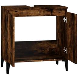 Berkfield Home Sink Cabinet Smoked Oak 58x33x60 cm Engineered Wood in Brown - Size: 58 x 33 x 60 cm - thumbnail 7