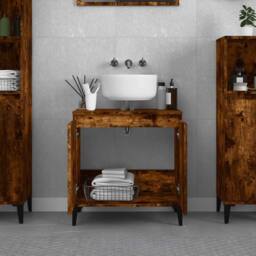 Berkfield Home Sink Cabinet Smoked Oak 58x33x60 cm Engineered Wood in Brown - Size: 58 x 33 x 60 cm