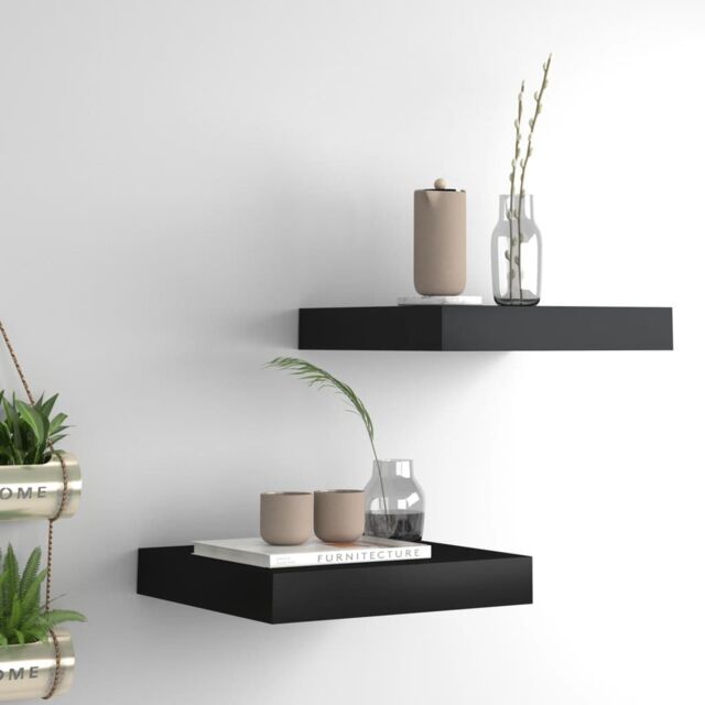 Berkfield Home Floating Wall Shelves 2 pcs Black 23x23.5x3.8 cm MDF - image 1