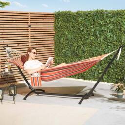 VonHaus 1 Person Freestanding Outdoor Hammock with Stand in Orange - Size: 1 Pack - thumbnail 1