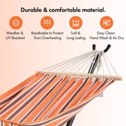 VonHaus 1 Person Freestanding Outdoor Hammock with Stand in Orange - Size: 1 Pack - thumbnail 6