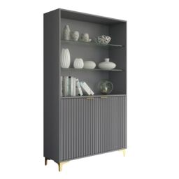 Creative Furniture Tide Crest Display Cabinet 175cm - Modern Fluted Design in Grey or White in Dark Grey - thumbnail 8