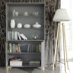 Creative Furniture Tide Crest Display Cabinet 175cm - Modern Fluted Design in Grey or White in Dark Grey - thumbnail 5