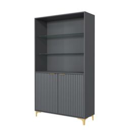 Creative Furniture Tide Crest Display Cabinet 175cm - Modern Fluted Design in Grey or White in Dark Grey - thumbnail 4