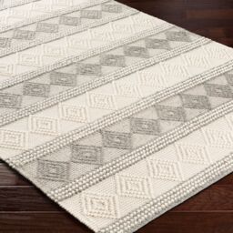 Livabliss Hygge-Hand Woven White Wool Cottage Living Dining Bedroom Rug in Charcoal - Size: 180 cm x 250 cm - thumbnail 6