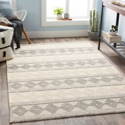 Livabliss Hygge-Hand Woven White Wool Cottage Living Dining Bedroom Rug in Charcoal - Size: 180 cm x 250 cm - thumbnail 8