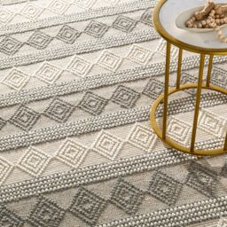 Livabliss Hygge-Hand Woven White Wool Cottage Living Dining Bedroom Rug in Charcoal - Size: 180 cm x 250 cm - thumbnail 7