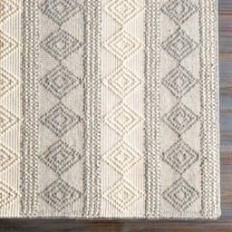 Livabliss Hygge-Hand Woven White Wool Cottage Living Dining Bedroom Rug in Charcoal - Size: 180 cm x 250 cm - thumbnail 9
