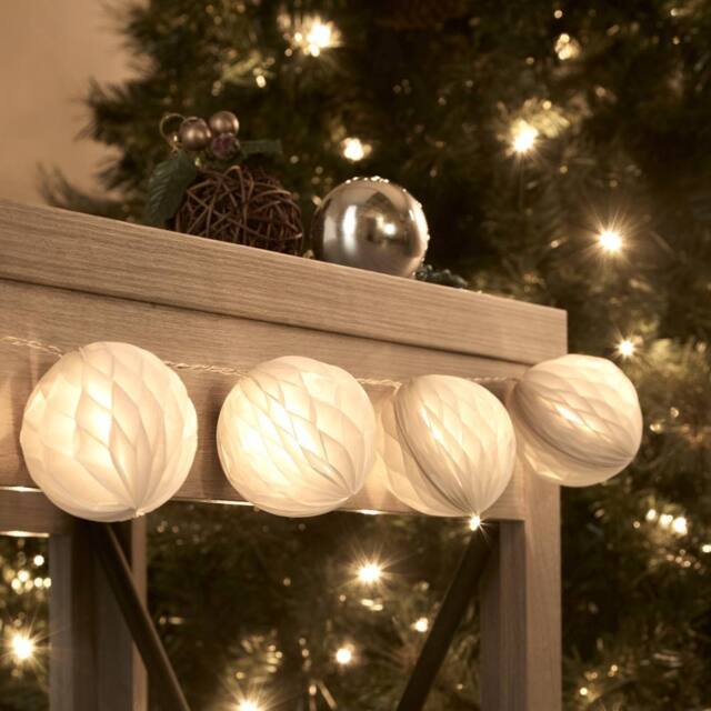 Lighting Collection Christmas Paper Lantern Shades String Lights in White - image 1