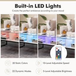 Costway High-gloss LED Coffee Table Center Table Modern Accent Table in White - thumbnail 4