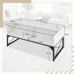 Costway High-gloss LED Coffee Table Center Table Modern Accent Table in White - thumbnail 2