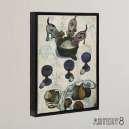 "Artery8 Still Life with Three Puppies Paul Gauguin Framed Canvas Wall Art in White - Size: W12"" x H16""" - thumbnail 2
