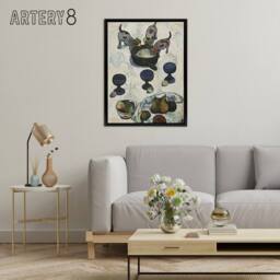 "Artery8 Still Life with Three Puppies Paul Gauguin Framed Canvas Wall Art in White - Size: W12"" x H16""" - thumbnail 3