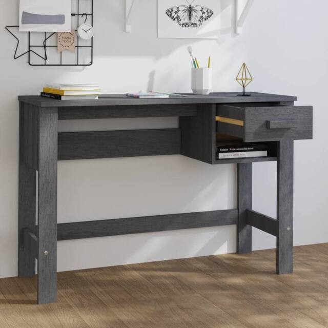 Berkfield Home Decorative Desk HAMAR Dark Grey 110x40x75 cm Solid Wood Pine - Size: 110 x 40 x 75 cm - image 1