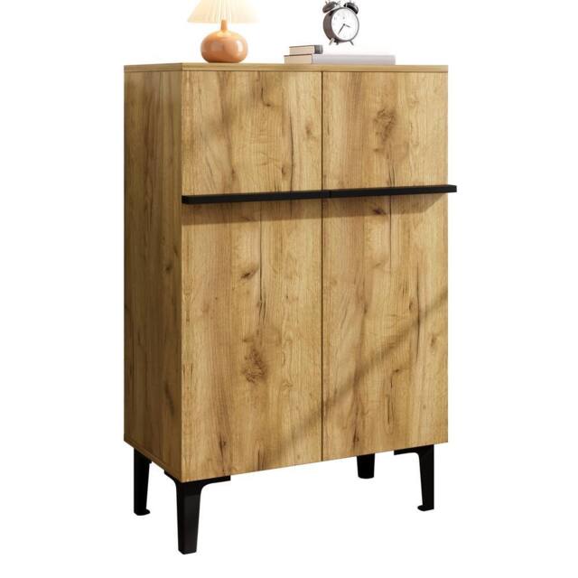 BTM Modern Shoe Cabinet with Double Doors & Adjustable Shelves in Natural - image 1