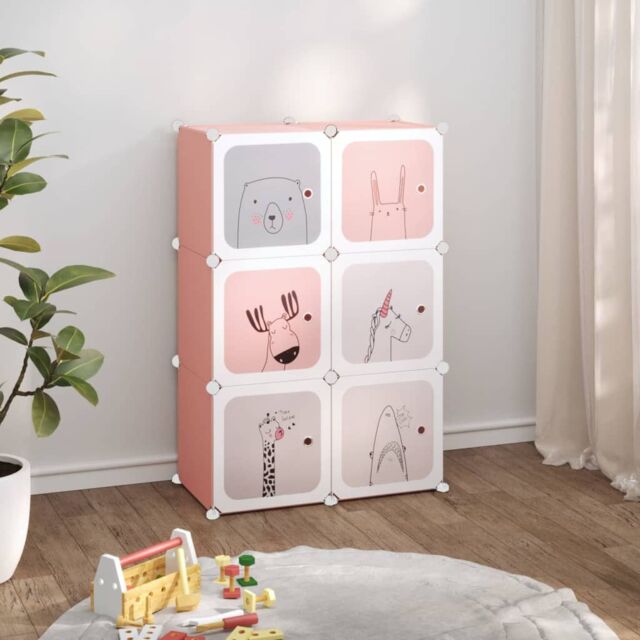 Berkfield Home Cube Storage Cabinet for Kids with 6 Cubes Pink PP - image 1