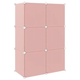 Berkfield Home Cube Storage Cabinet for Kids with 6 Cubes Pink PP - thumbnail 5