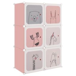 Berkfield Home Cube Storage Cabinet for Kids with 6 Cubes Pink PP - thumbnail 2