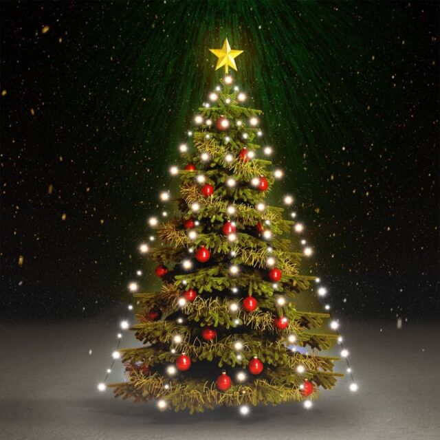 Berkfield Home Christmas Tree Net Lights with 150 LEDs Cold White 150 cm - image 1