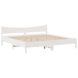 Berkfield Home Bed Frame with Drawers White 180x200 cm Super King Solid Wood Pine - thumbnail 5