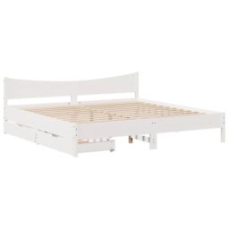 Berkfield Home Bed Frame with Drawers White 180x200 cm Super King Solid Wood Pine - thumbnail 2