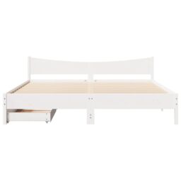 Berkfield Home Bed Frame with Drawers White 180x200 cm Super King Solid Wood Pine - thumbnail 4