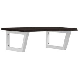 Berkfield Home Basin Shelf Wall Mounted Steel & Solid Wood Oak in Brown - thumbnail 2