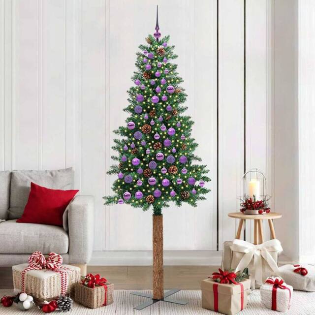Berkfield Home Slim Christmas Tree Green 210 cm PVC & Solid Pine wood - image 1