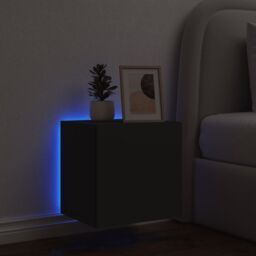 Berkfield Home TV Wall Cabinet with LED Lights Black 40.5x35x40 cm - thumbnail 4